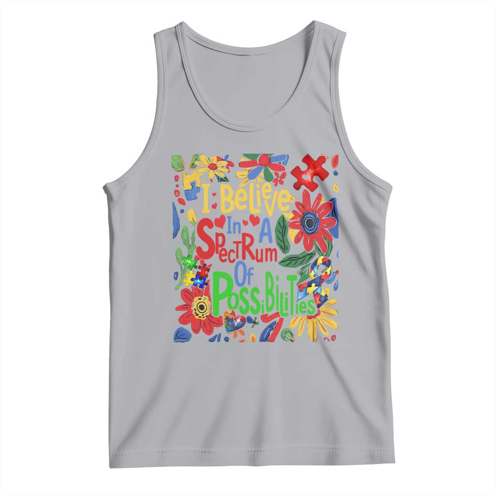 Autism Acceptance Tank Top I Believe In A Spectrum Of Possibilities Retro Boho TS02 Athletic Heather Print Your Wear