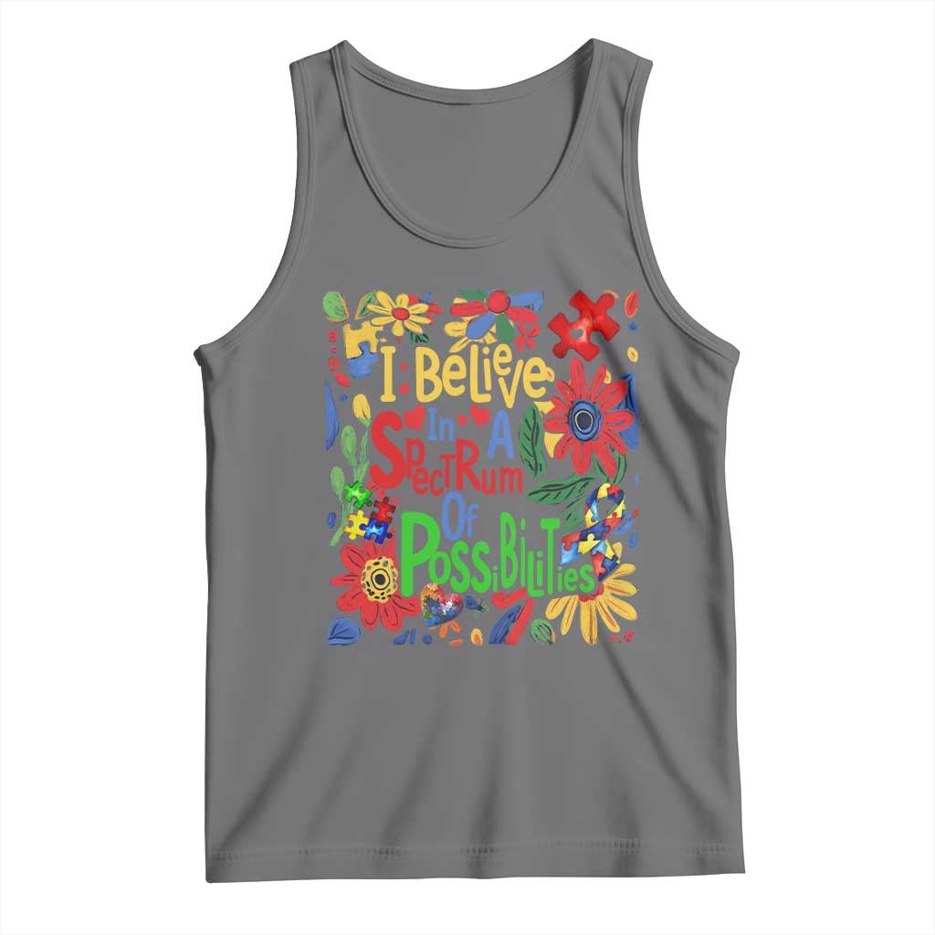 Autism Acceptance Tank Top I Believe In A Spectrum Of Possibilities Retro Boho TS02 Black Heather Print Your Wear