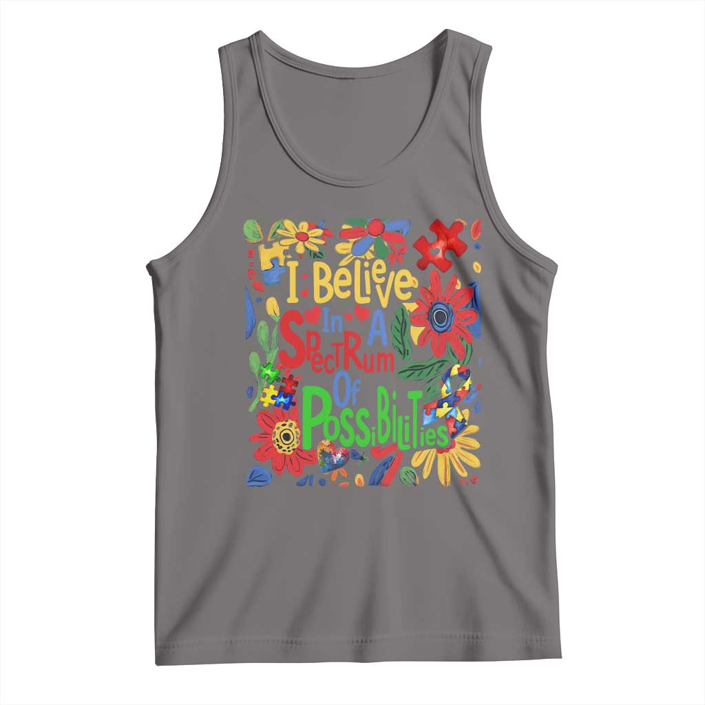 Autism Acceptance Tank Top I Believe In A Spectrum Of Possibilities Retro Boho TS02 Deep Heather Print Your Wear