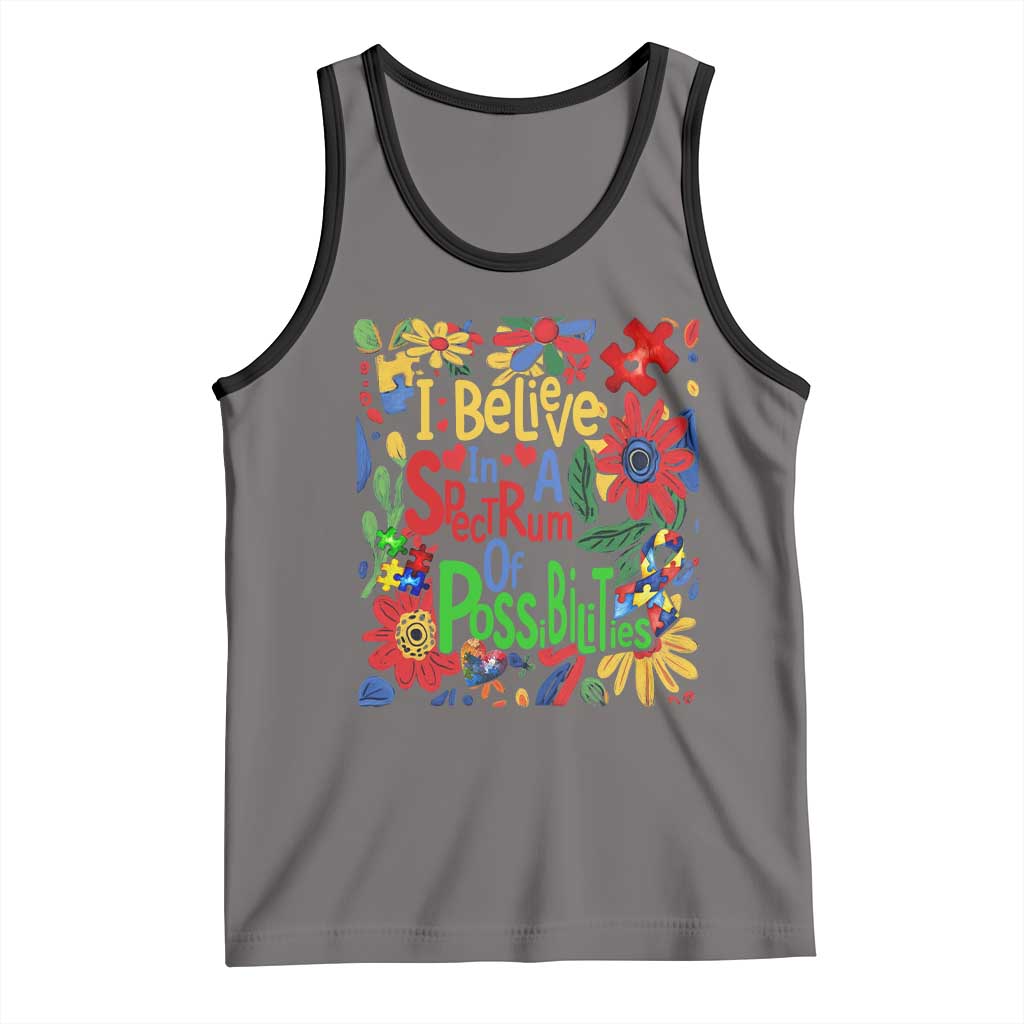 Autism Acceptance Tank Top I Believe In A Spectrum Of Possibilities Retro Boho TS02 Deep Heather Black Print Your Wear