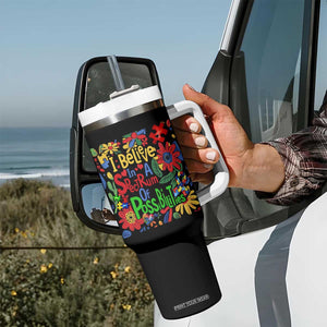 Autism Acceptance Tumbler With Handle I Believe In A Spectrum Of Possibilities Retro Boho TS02 Print Your Wear