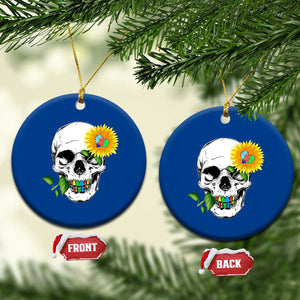 Autism Skull Sunflower Ceramic Ornament Support Autistic Puzzle Pieces Heart TS02 1pc Blue Print Your Wear