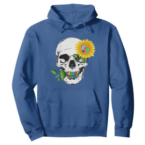 Autism Skull Sunflower Hoodie Support Autistic Puzzle Pieces Heart TS02 Royal Blue Print Your Wear
