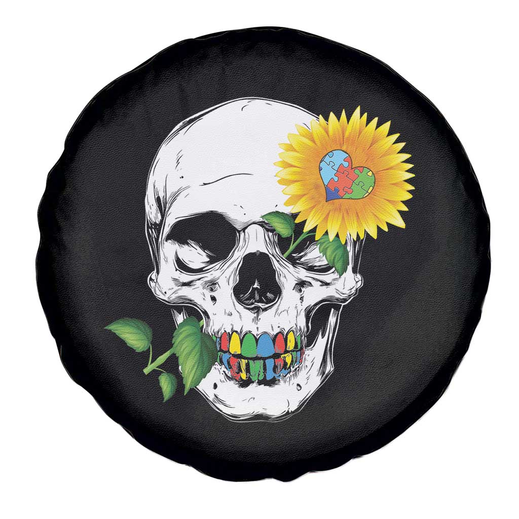 Autism Skull Sunflower Spare Tire Cover Support Autistic Puzzle Pieces Heart TS02 Print Your Wear