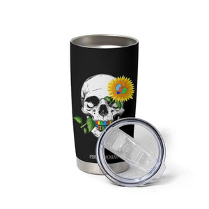 Autism Skull Sunflower Tumbler Cup Support Autistic Puzzle Pieces Heart TS02 Print Your Wear