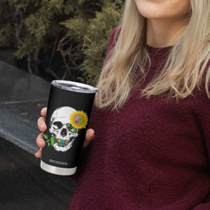 Autism Skull Sunflower Tumbler Cup Support Autistic Puzzle Pieces Heart TS02 Print Your Wear