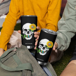 Autism Skull Sunflower Tumbler Cup Support Autistic Puzzle Pieces Heart TS02 Print Your Wear