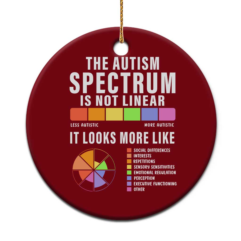 Autism Acceptance Ceramic Ornament The Autism Spectrum Is Not Linear TS02 1pc Red Print Your Wear