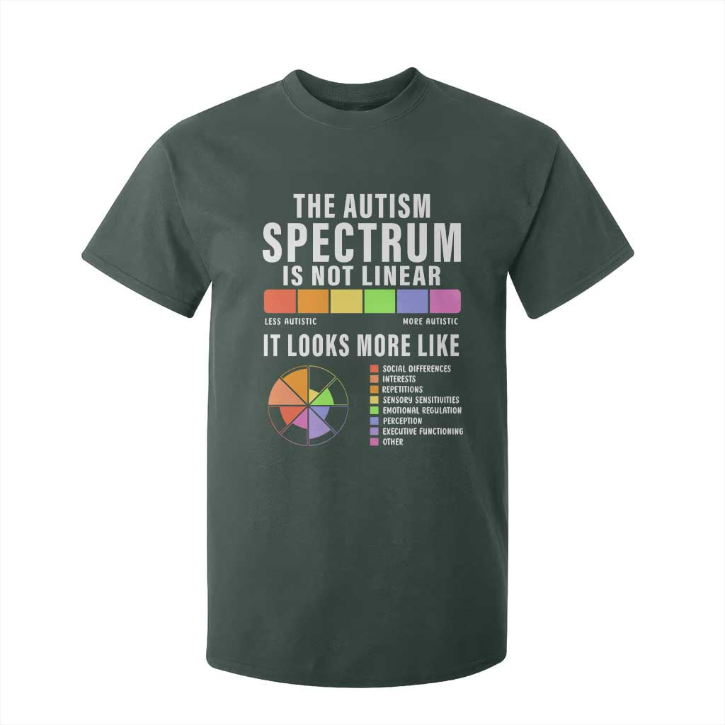 Autism Acceptance T Shirt For Kid The Autism Spectrum Is Not Linear TS02 Dark Forest Green Print Your Wear