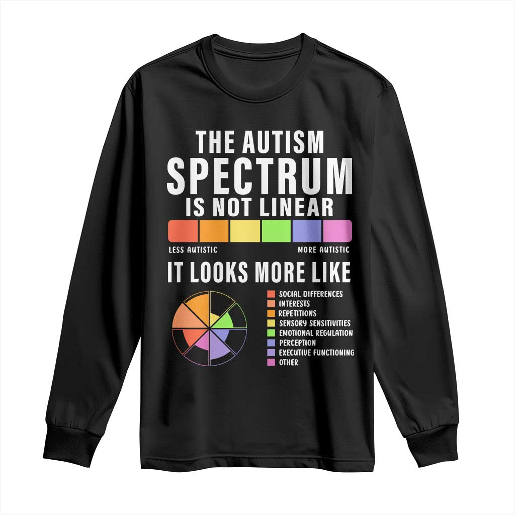 Autism Acceptance Long Sleeve Shirt The Autism Spectrum Is Not Linear TS02 Black Print Your Wear