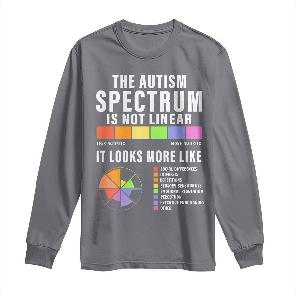 Autism Acceptance Long Sleeve Shirt The Autism Spectrum Is Not Linear TS02 Charcoal Print Your Wear