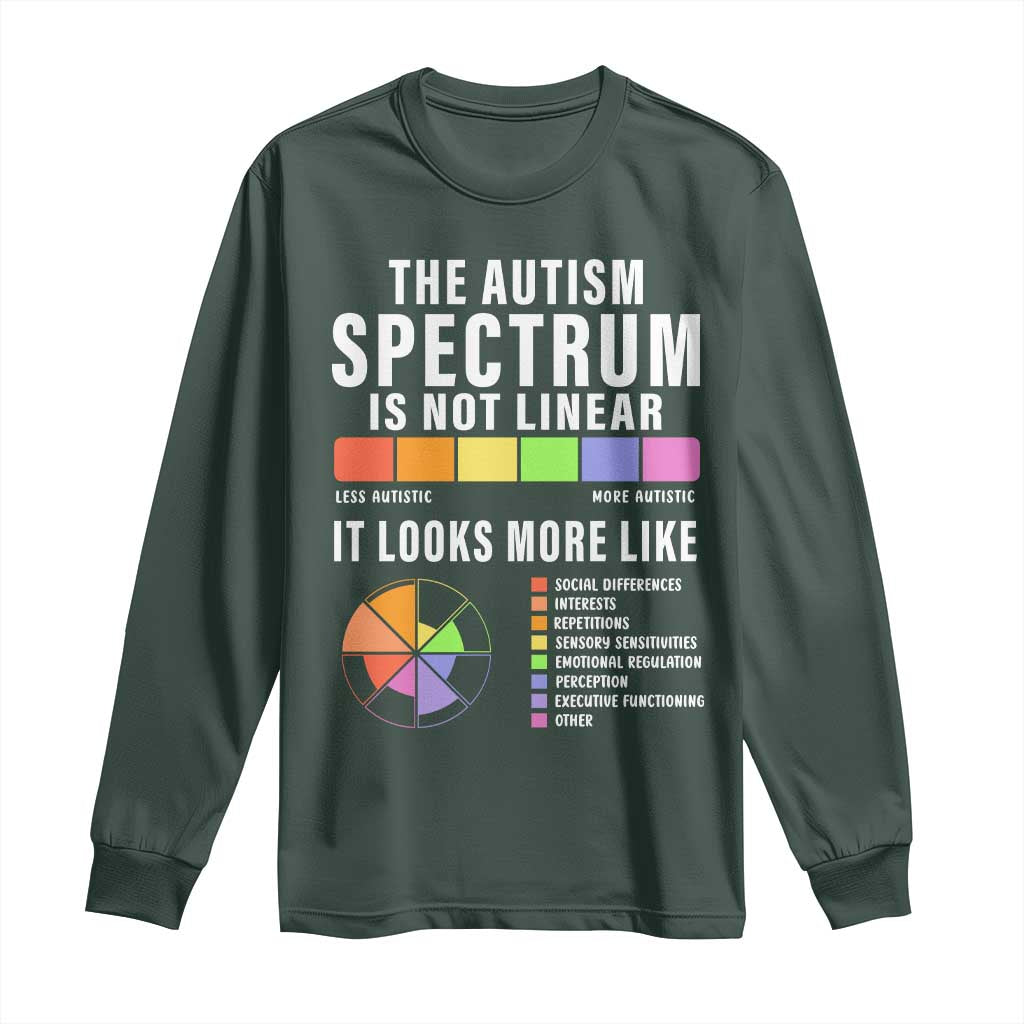 Autism Acceptance Long Sleeve Shirt The Autism Spectrum Is Not Linear TS02 Dark Forest Green Print Your Wear