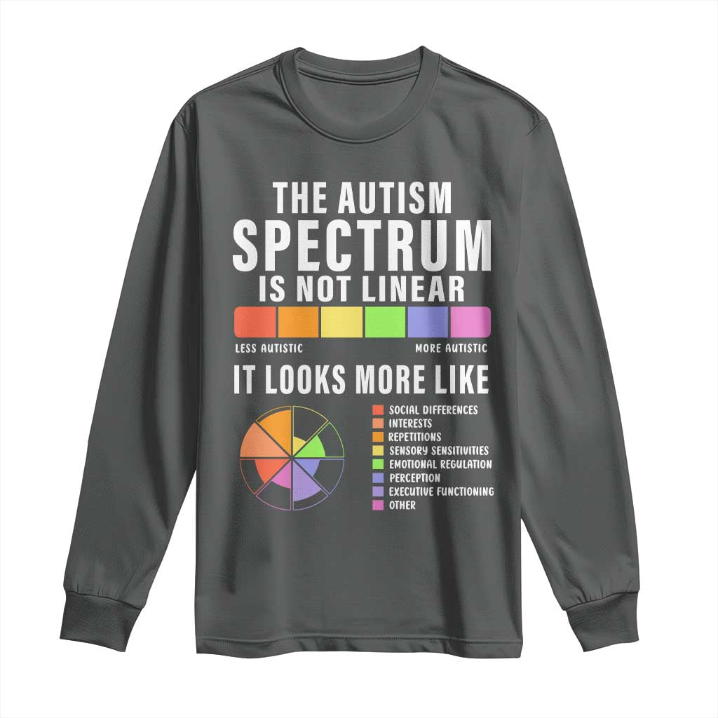 Autism Acceptance Long Sleeve Shirt The Autism Spectrum Is Not Linear TS02 Dark Heather Print Your Wear