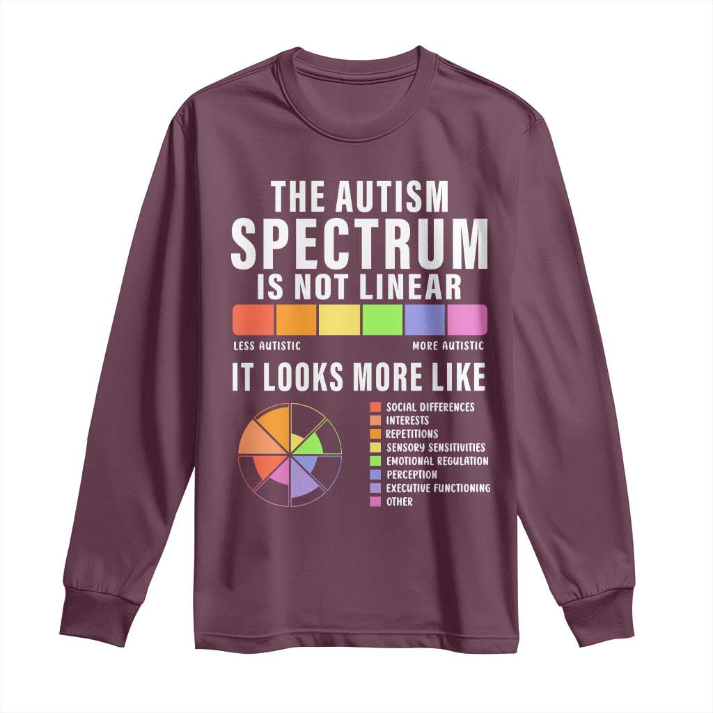 Autism Acceptance Long Sleeve Shirt The Autism Spectrum Is Not Linear TS02 Maroon Print Your Wear