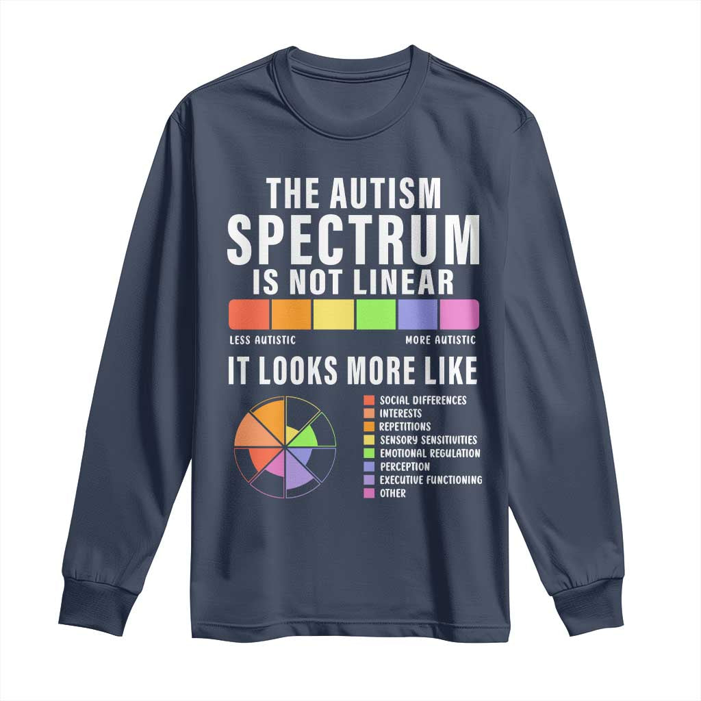 Autism Acceptance Long Sleeve Shirt The Autism Spectrum Is Not Linear TS02 Navy Print Your Wear