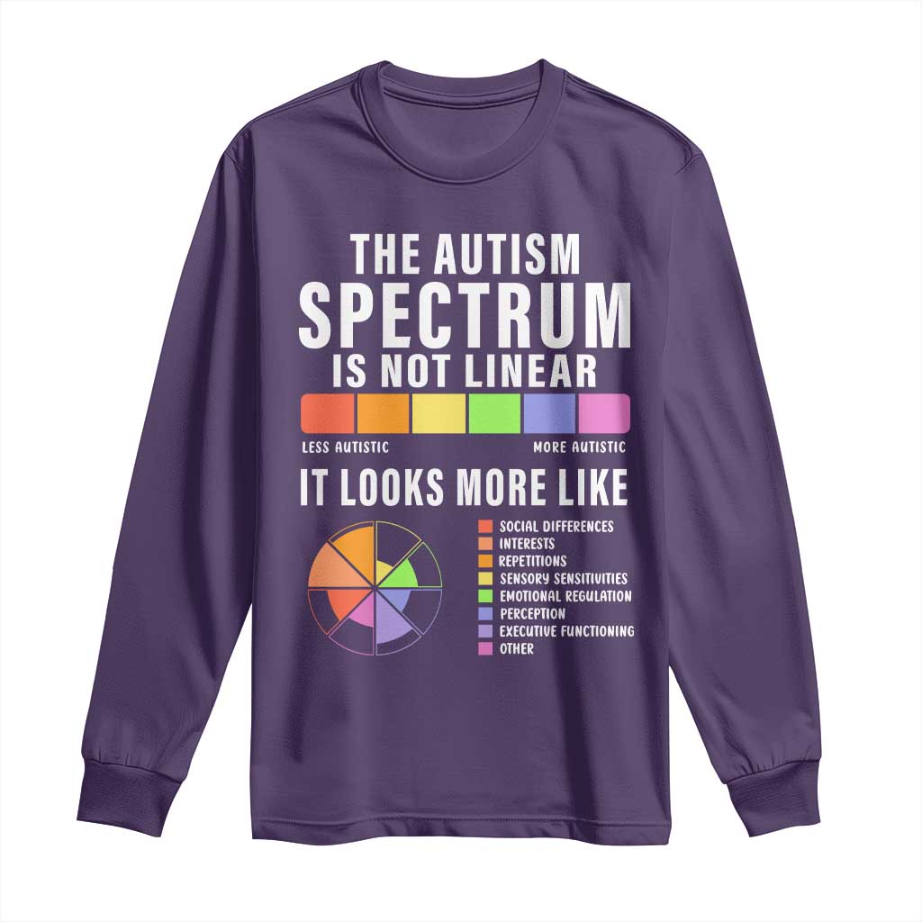 Autism Acceptance Long Sleeve Shirt The Autism Spectrum Is Not Linear TS02 Purple Print Your Wear