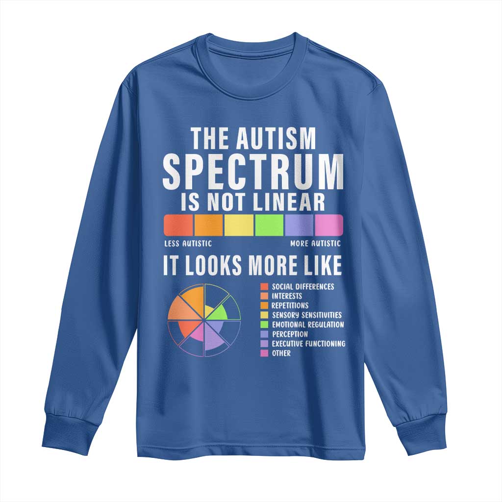Autism Acceptance Long Sleeve Shirt The Autism Spectrum Is Not Linear TS02 Royal Blue Print Your Wear