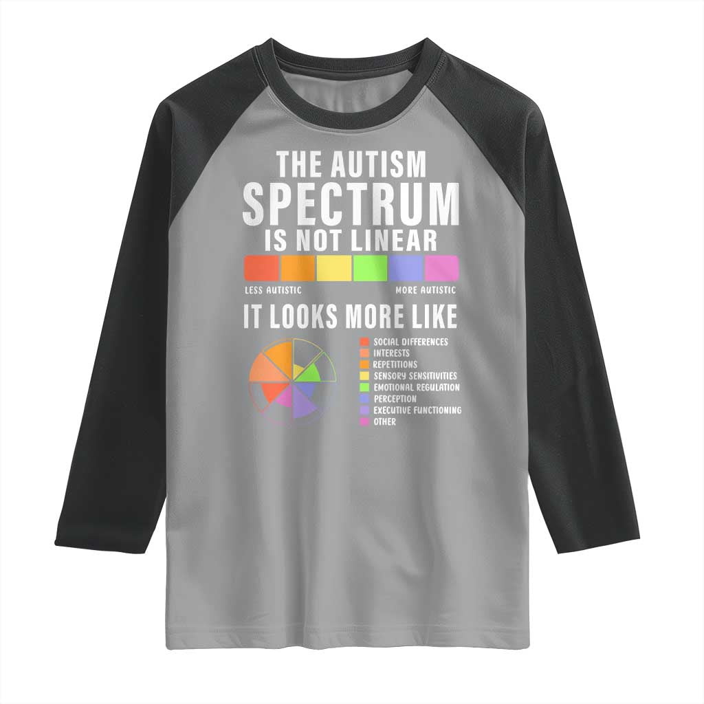Autism Acceptance Raglan Shirt The Autism Spectrum Is Not Linear TS02 Sport Gray Black Print Your Wear