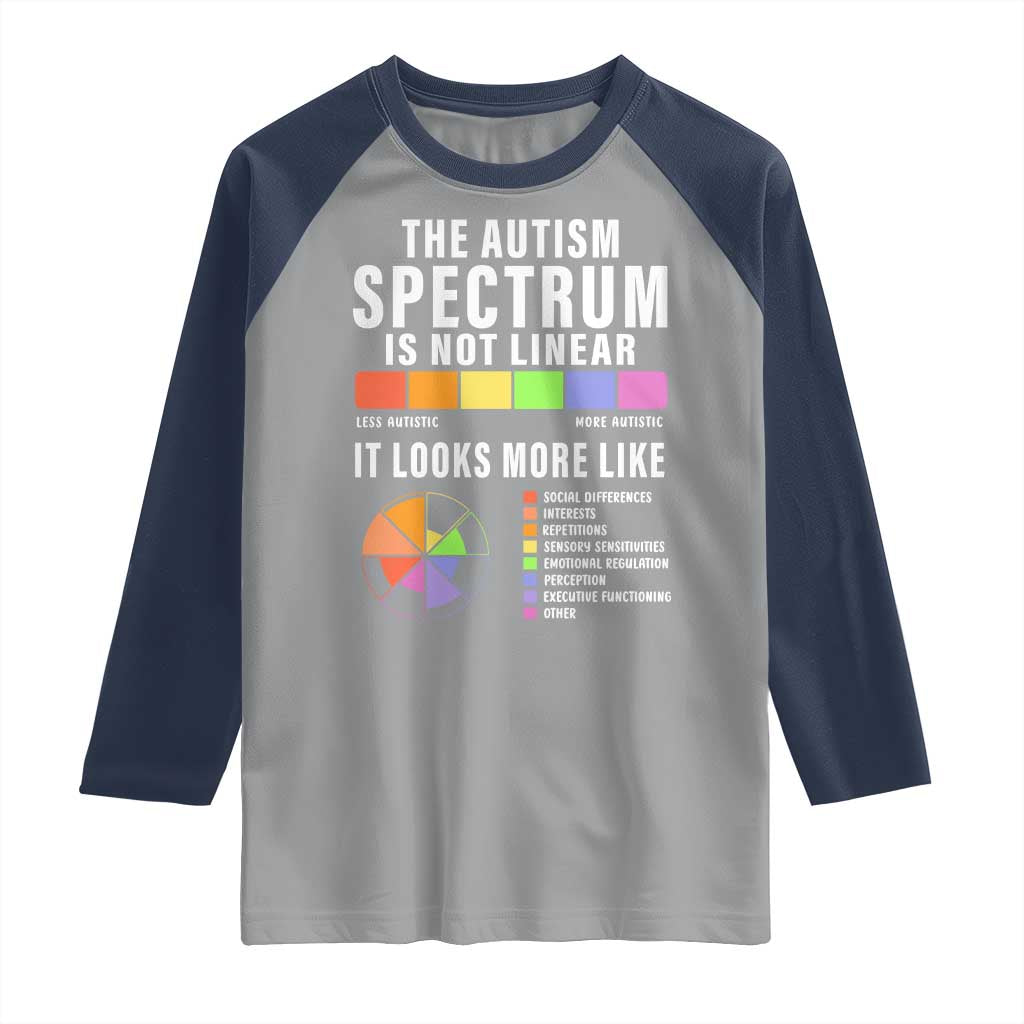 Autism Acceptance Raglan Shirt The Autism Spectrum Is Not Linear TS02 Sport Gray Navy Print Your Wear