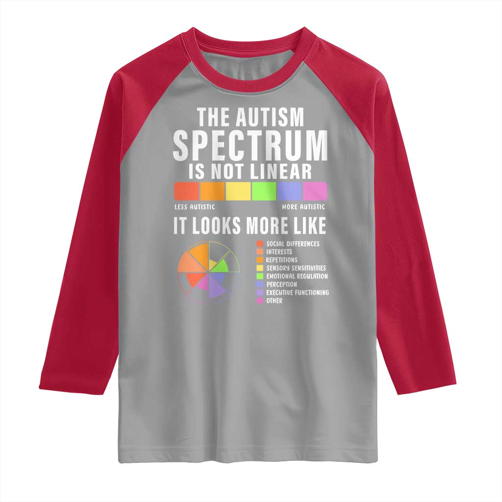 Autism Acceptance Raglan Shirt The Autism Spectrum Is Not Linear TS02 Sport Gray Red Print Your Wear