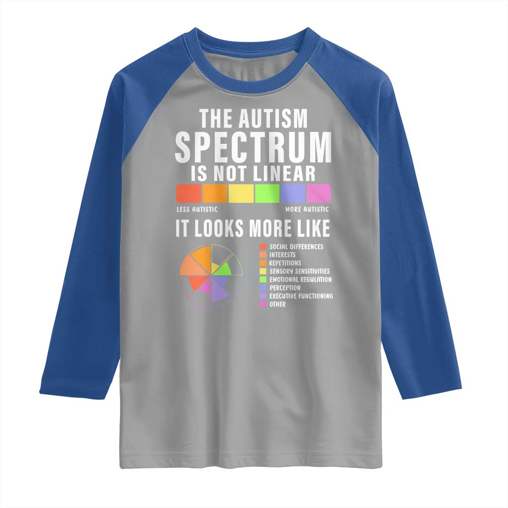 Autism Acceptance Raglan Shirt The Autism Spectrum Is Not Linear TS02 Sport Gray Royal Print Your Wear