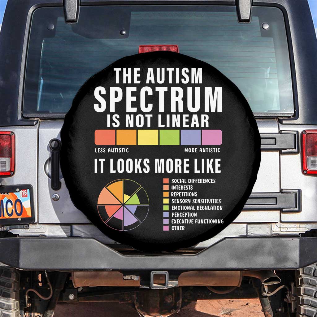 Autism Acceptance Spare Tire Cover The Autism Spectrum Is Not Linear TS02 No hole Black Print Your Wear
