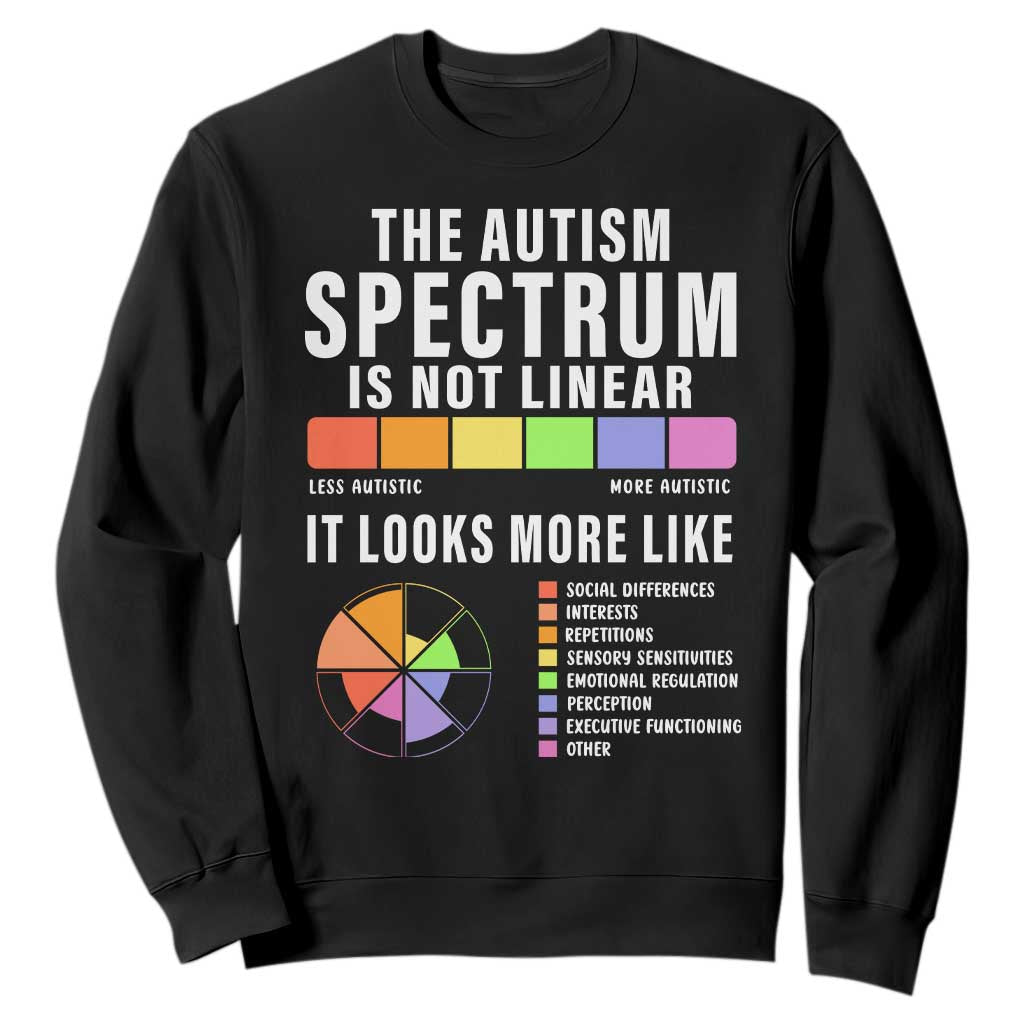 Autism Acceptance Sweatshirt The Autism Spectrum Is Not Linear TS02 Black Print Your Wear