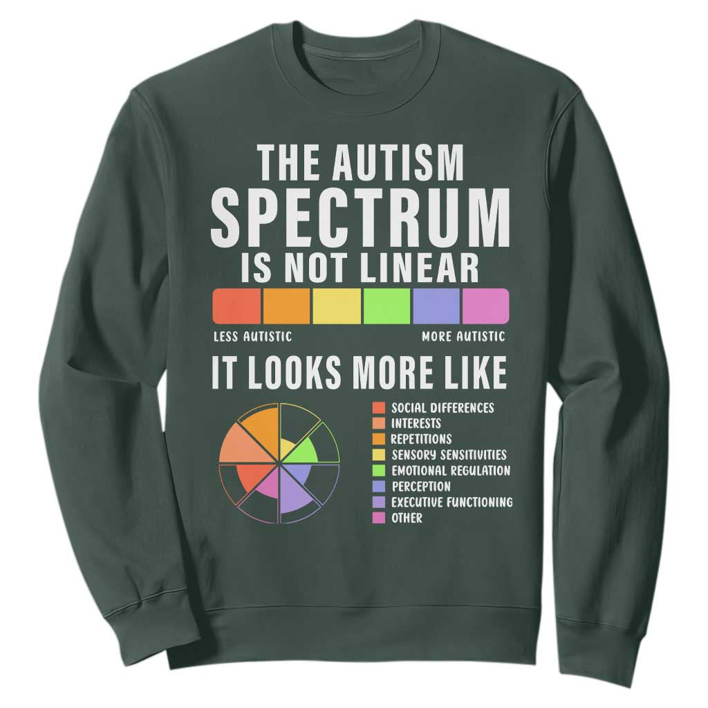Autism Acceptance Sweatshirt The Autism Spectrum Is Not Linear TS02 Dark Forest Green Print Your Wear