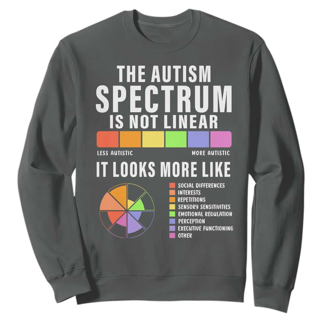 Autism Acceptance Sweatshirt The Autism Spectrum Is Not Linear TS02 Dark Heather Print Your Wear