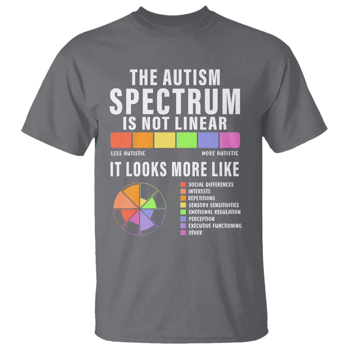 Autism Acceptance T Shirt The Autism Spectrum Is Not Linear TS02 Charcoal Print Your Wear