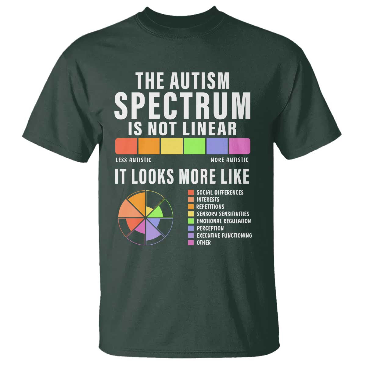 Autism Acceptance T Shirt The Autism Spectrum Is Not Linear TS02 Dark Forest Green Print Your Wear