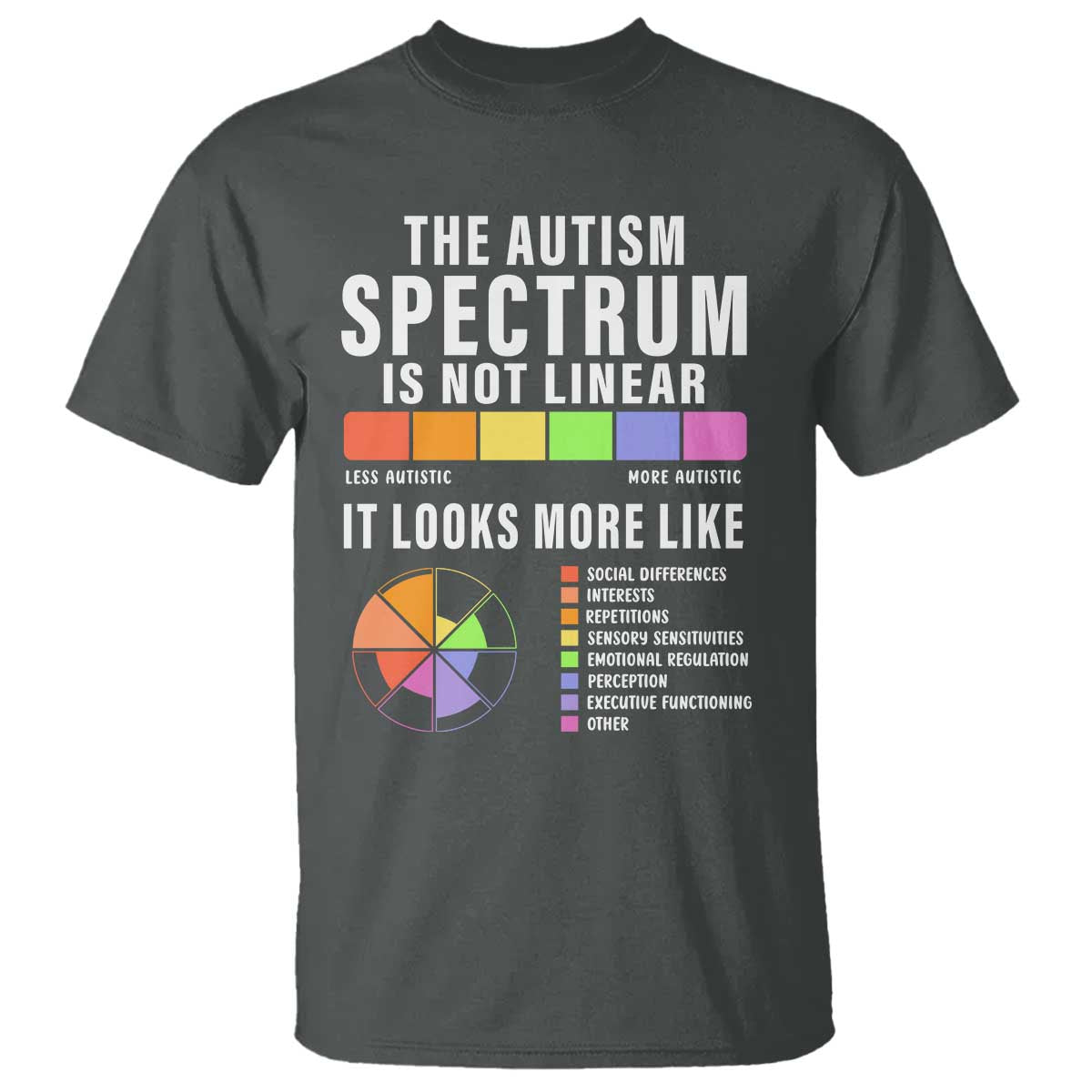 Autism Acceptance T Shirt The Autism Spectrum Is Not Linear TS02 Dark Heather Print Your Wear