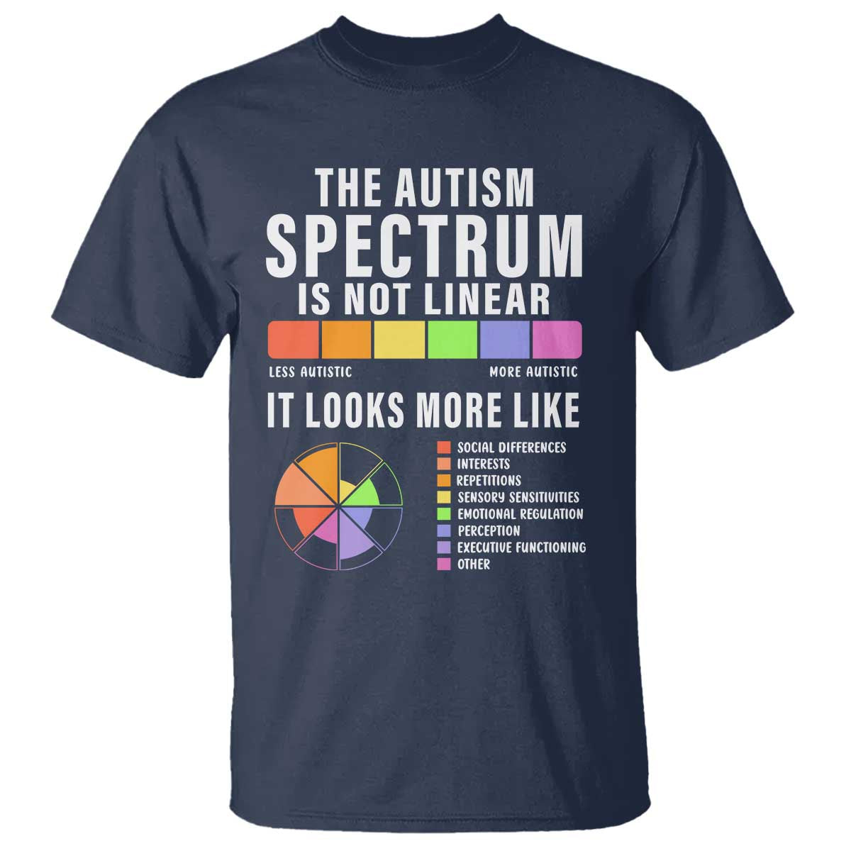 Autism Acceptance T Shirt The Autism Spectrum Is Not Linear TS02 Navy Print Your Wear