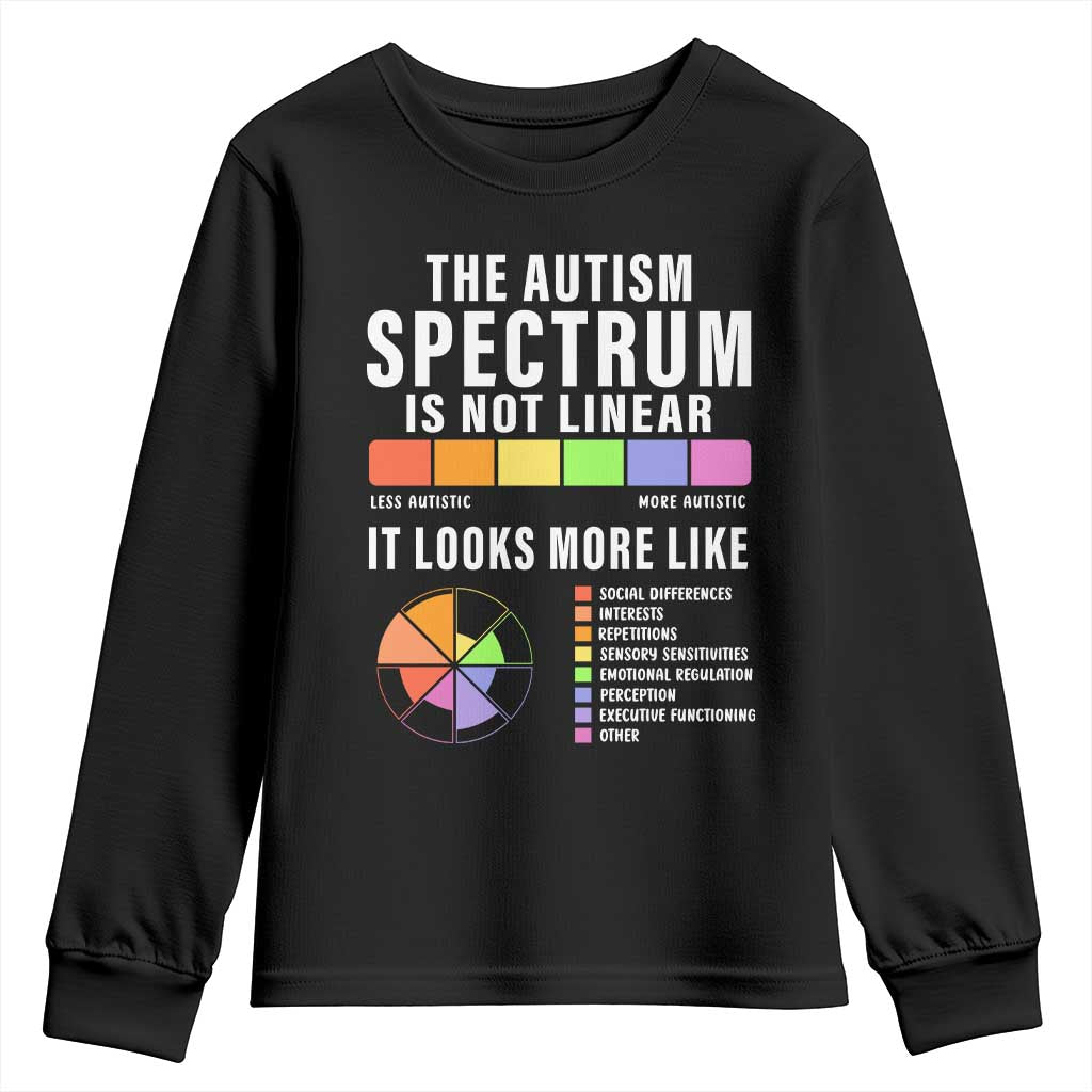 Autism Acceptance Youth Sweatshirt The Autism Spectrum Is Not Linear TS02 Black Print Your Wear