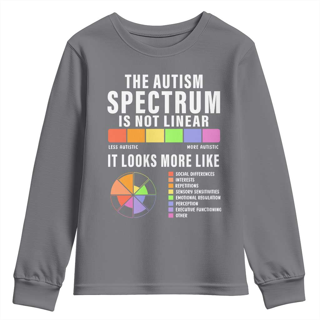 Autism Acceptance Youth Sweatshirt The Autism Spectrum Is Not Linear TS02 Charcoal Print Your Wear