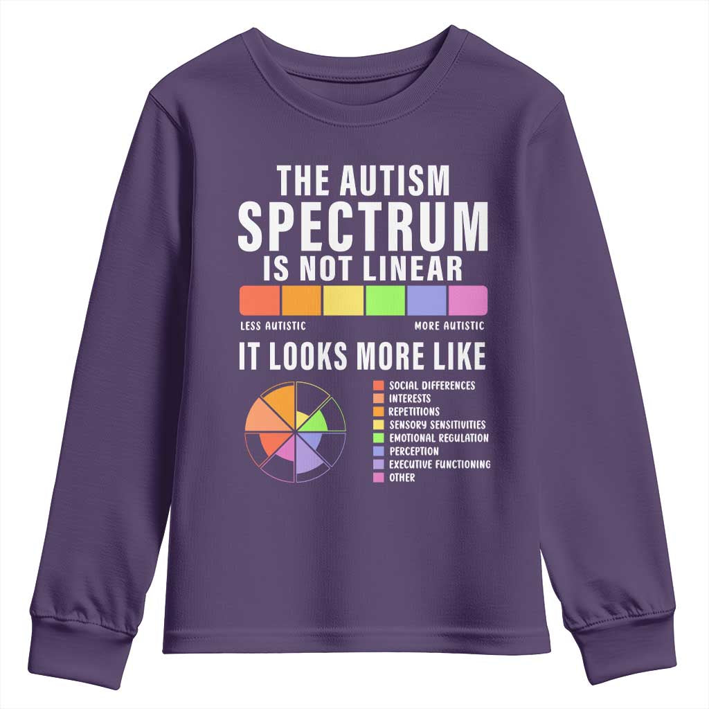 Autism Acceptance Youth Sweatshirt The Autism Spectrum Is Not Linear TS02 Purple Print Your Wear