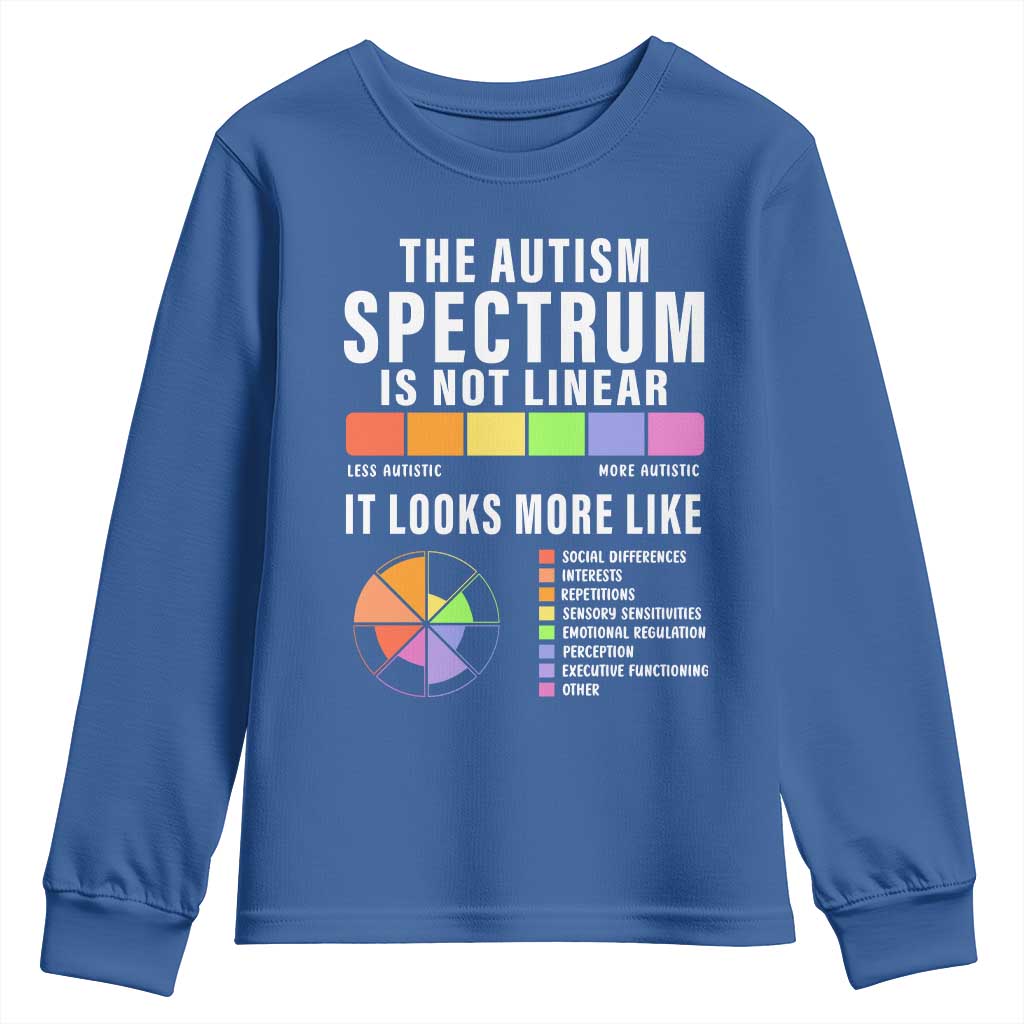 Autism Acceptance Youth Sweatshirt The Autism Spectrum Is Not Linear TS02 Royal Blue Print Your Wear