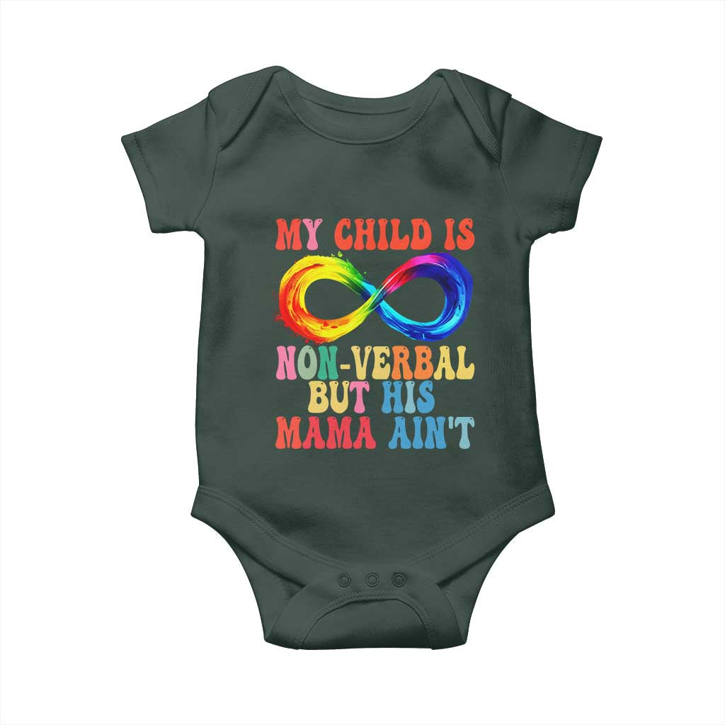 Autism Mom Baby Onesie My Child May Be Non verbal But His Mama Ain't Autism TS02 Print Your Wear