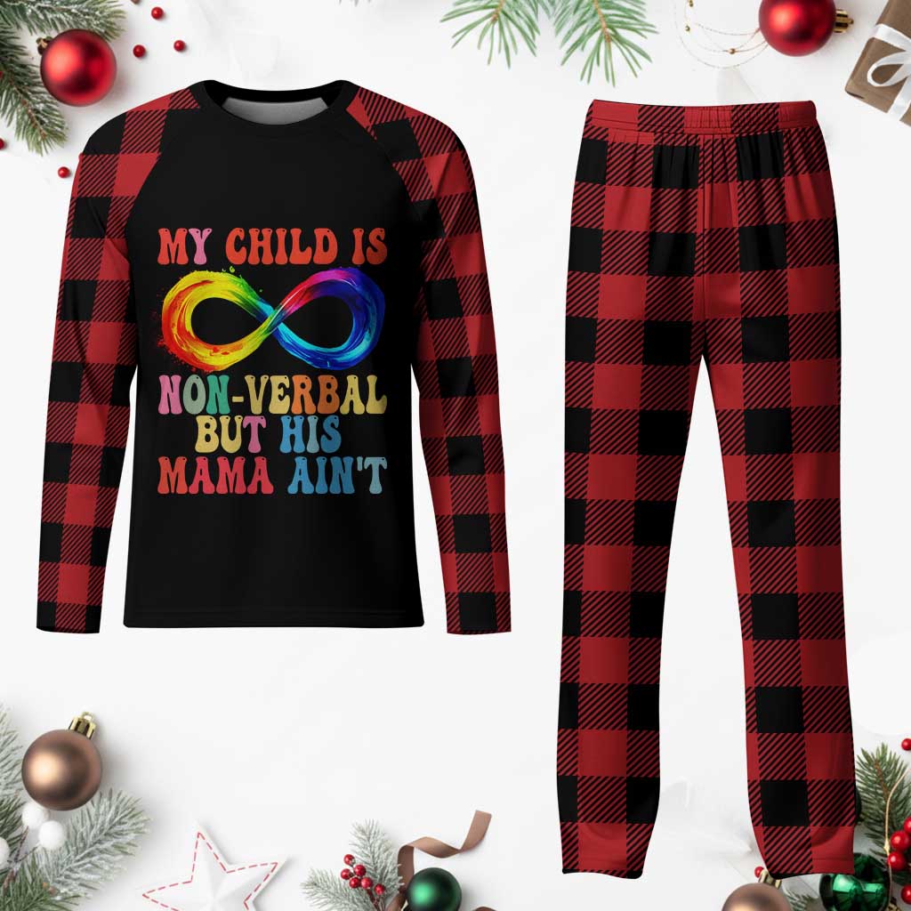 Autism Mom Plaid Pajama Set My Child May Be Non verbal But His Mama Ain't Autism TS02 Buffalo Plaid Print Your Wear