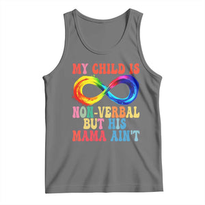 Autism Mom Tank Top My Child May Be Non verbal But His Mama Ain't Autism TS02 Black Heather Print Your Wear