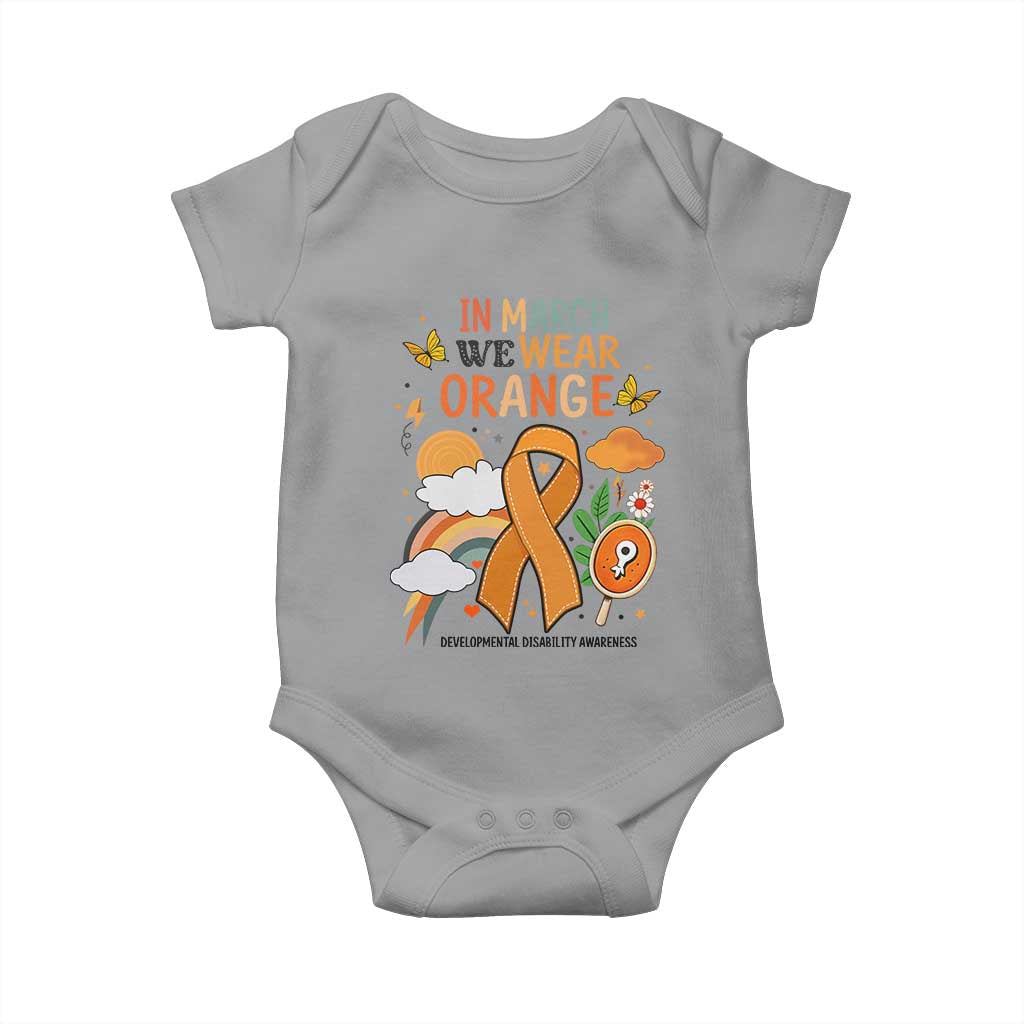 Developmental Disability Awareness Baby Onesie In March We Wear Orange TS02 Sport Gray Print Your Wear