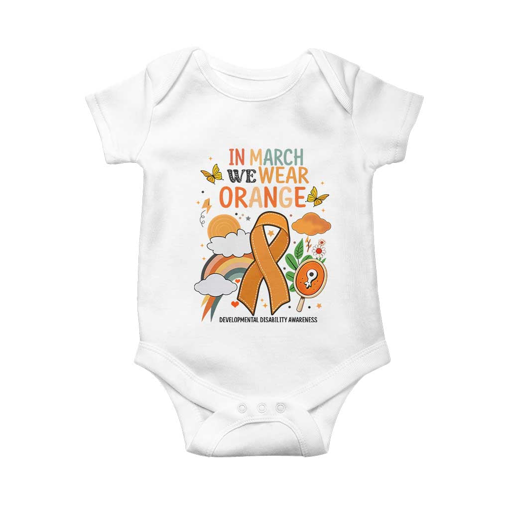 Developmental Disability Awareness Baby Onesie In March We Wear Orange TS02 White Print Your Wear