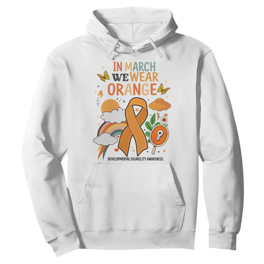 Developmental Disability Awareness Hoodie In March We Wear Orange TS02 White Print Your Wear