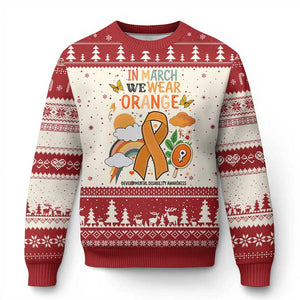 Developmental Disability Awareness Ugly Christmas Sweater In March We Wear Orange TS02 Beige Red Print Your Wear