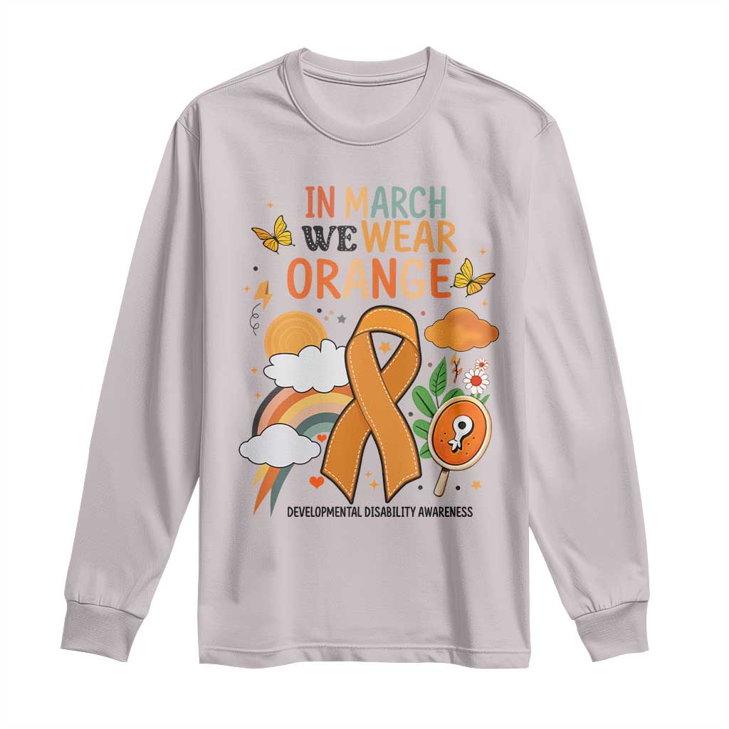 Developmental Disability Awareness Long Sleeve Shirt In March We Wear Orange TS02 Ice Gray Print Your Wear