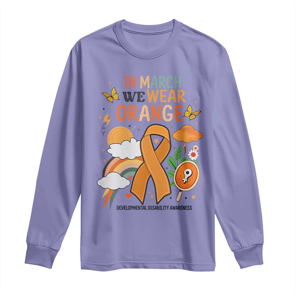 Developmental Disability Awareness Long Sleeve Shirt In March We Wear Orange TS02 Violet Print Your Wear