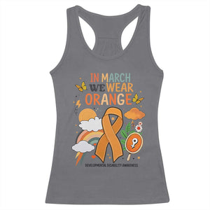 Developmental Disability Awareness Racerback Tank Top In March We Wear Orange TS02 Charcoal Print Your Wear