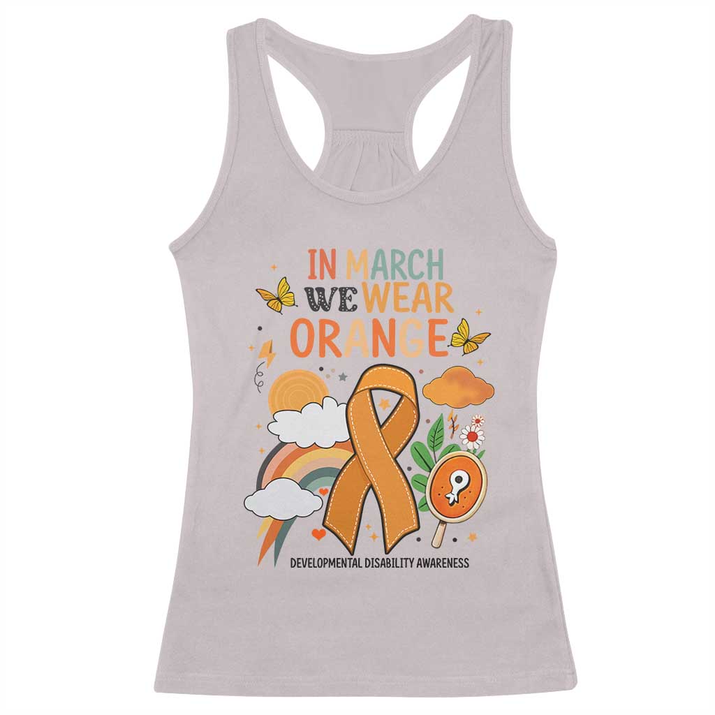 Developmental Disability Awareness Racerback Tank Top In March We Wear Orange TS02 Ice Gray Print Your Wear