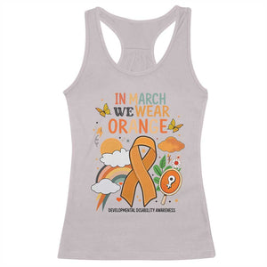 Developmental Disability Awareness Racerback Tank Top In March We Wear Orange TS02 Ice Gray Print Your Wear