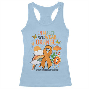 Developmental Disability Awareness Racerback Tank Top In March We Wear Orange TS02 Light Blue Print Your Wear